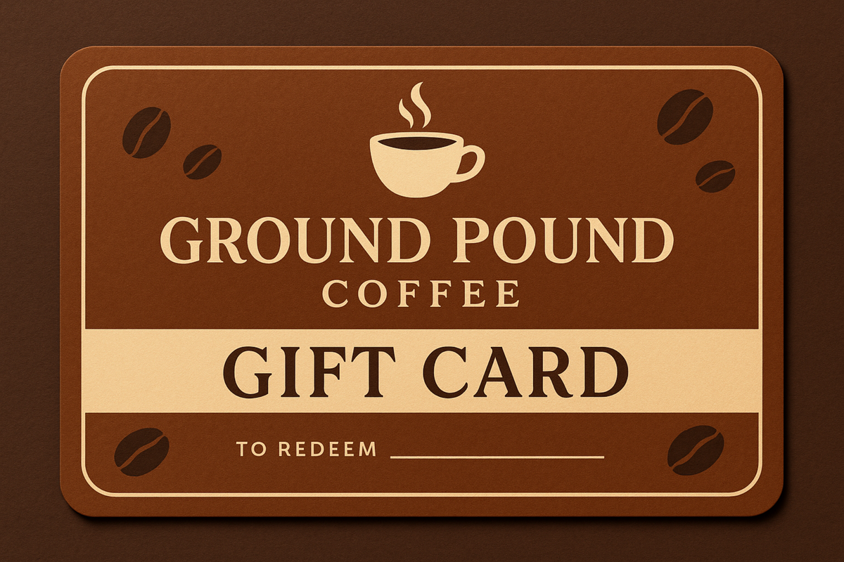gift card using the ground pound coffee logo