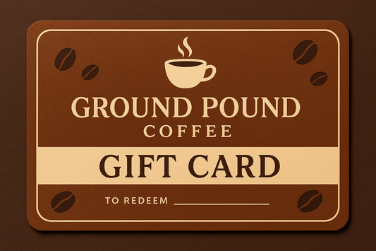 gift card using the ground pound coffee logo